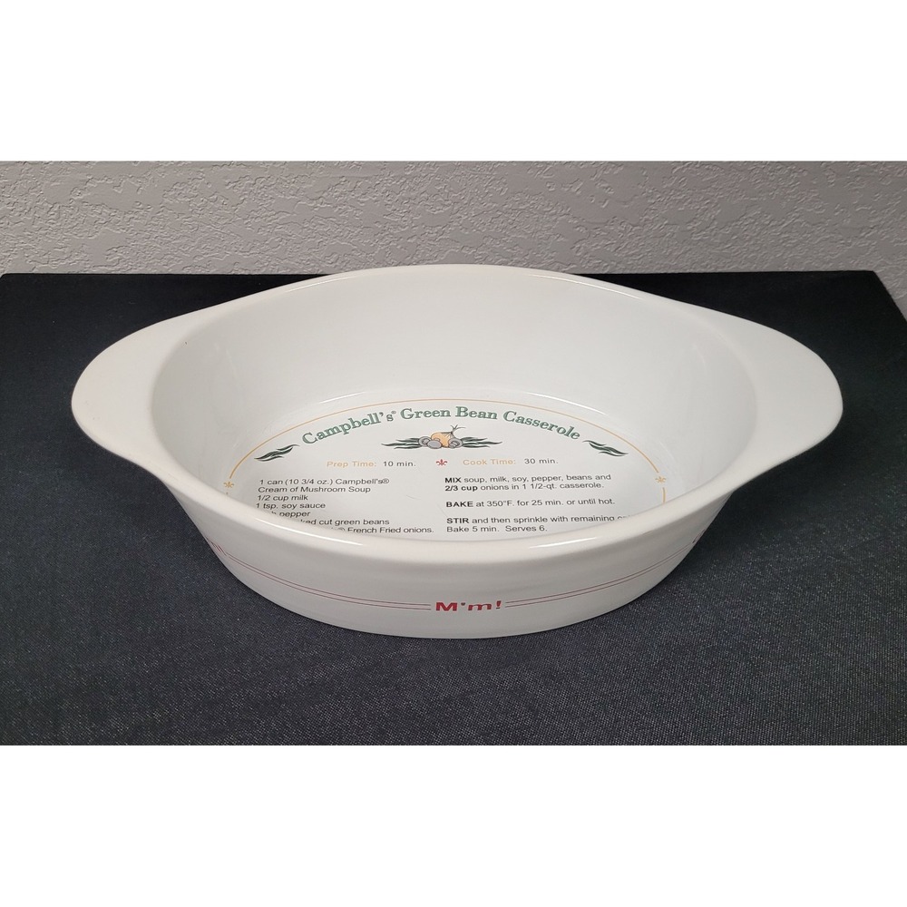 VTG Campbell's Green Bean Casserole 1.5 Qt Oval Ceramic Baking Dish Recipe 2007